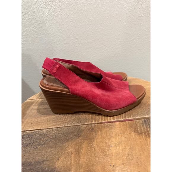 Sorel Shoes - Womens Sorel After Hours slingback wedge sandal in red suede leather size 8